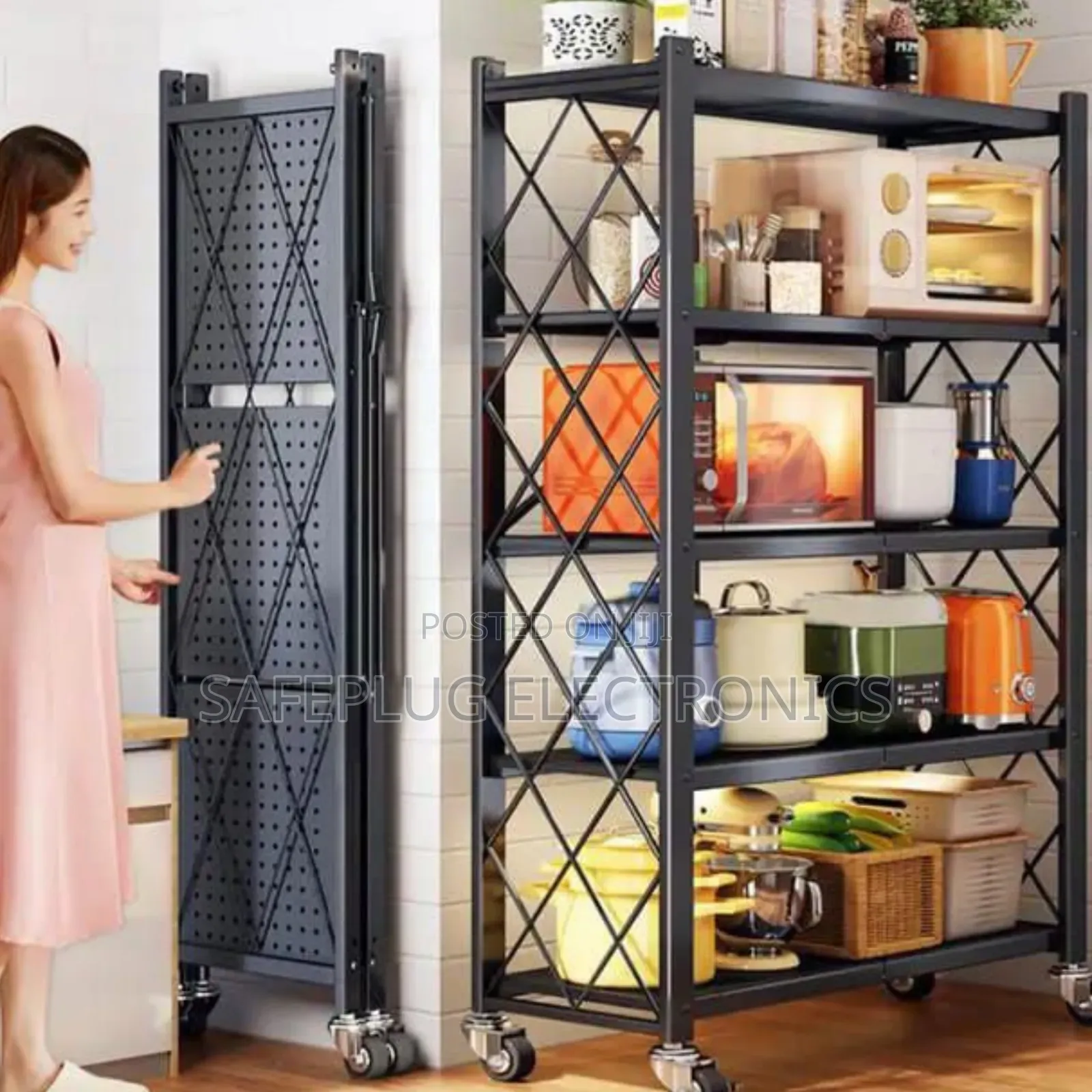 5-Tier Kitchen Rack! Foldable W/ Wheels - 160cm Tall! Free Nairobi