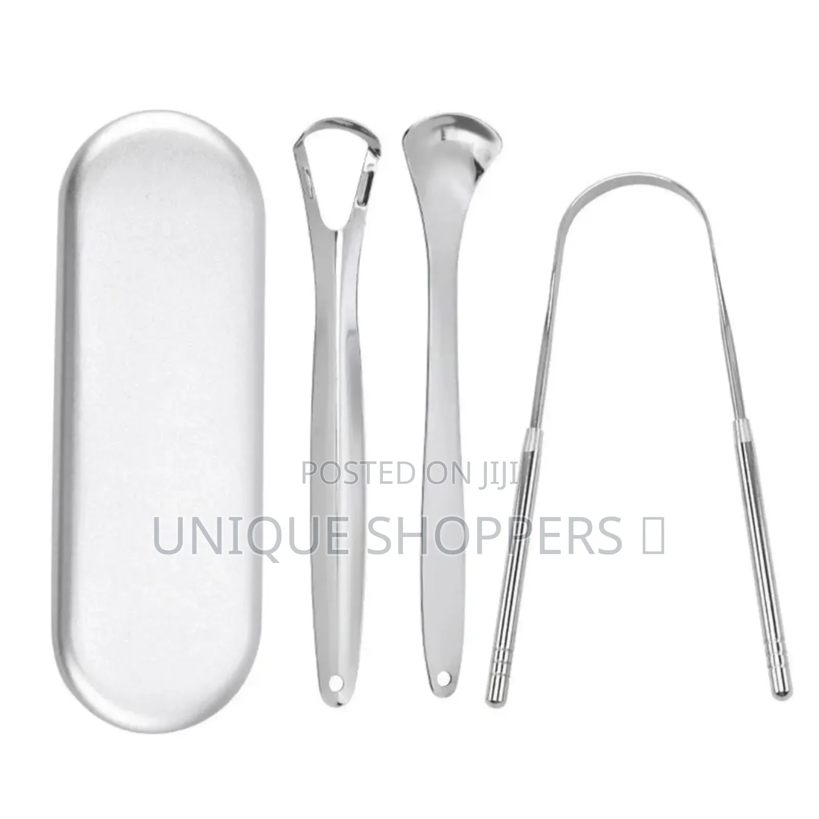 3-Piece Stainless Steel Tongue Scraper Set (With Case)