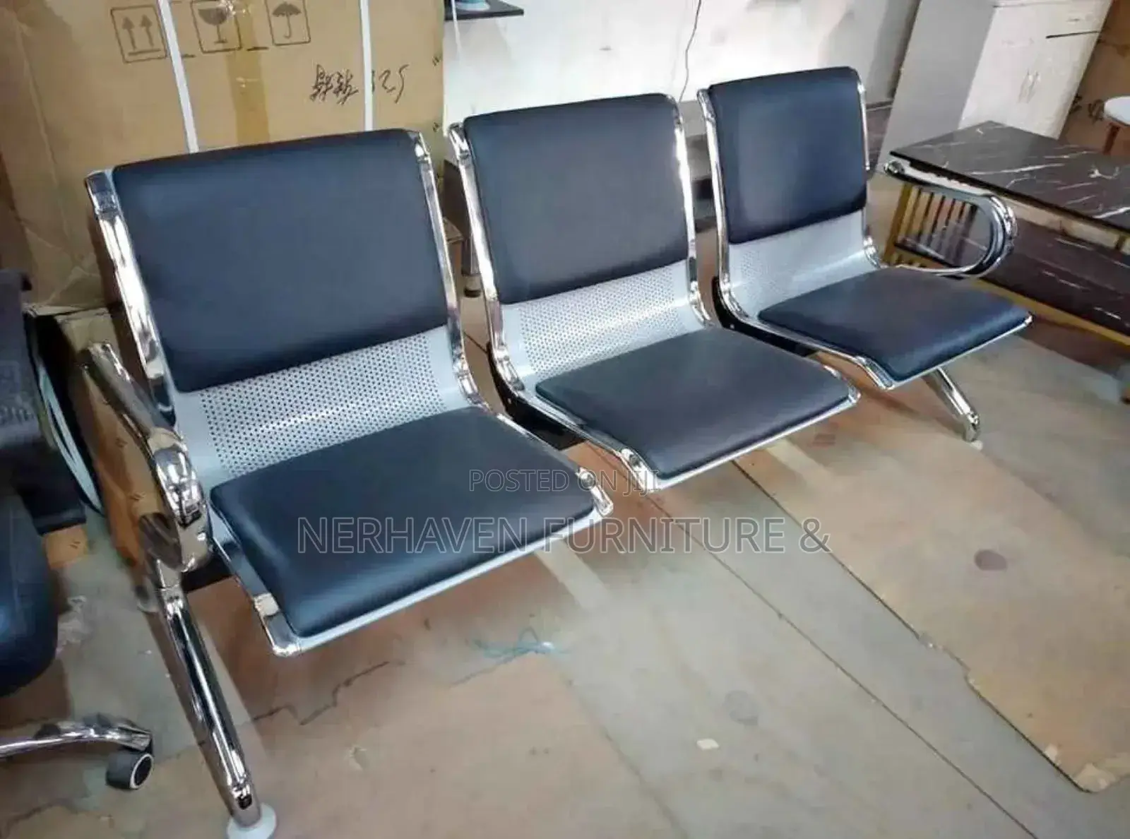 3-Seater Office Link Chair for Reception Areas