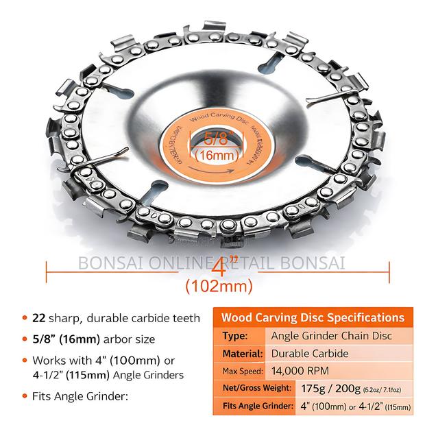 4-Inch 22-Tooth Wood Carving Disc for Angle Grinders - thumbnail 2