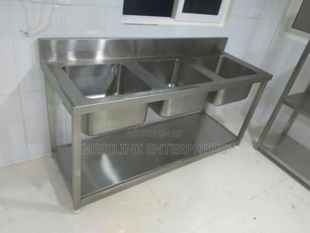 Stainless Steel 3-Bowl Sinks (Commercial Kitchen) - main view
