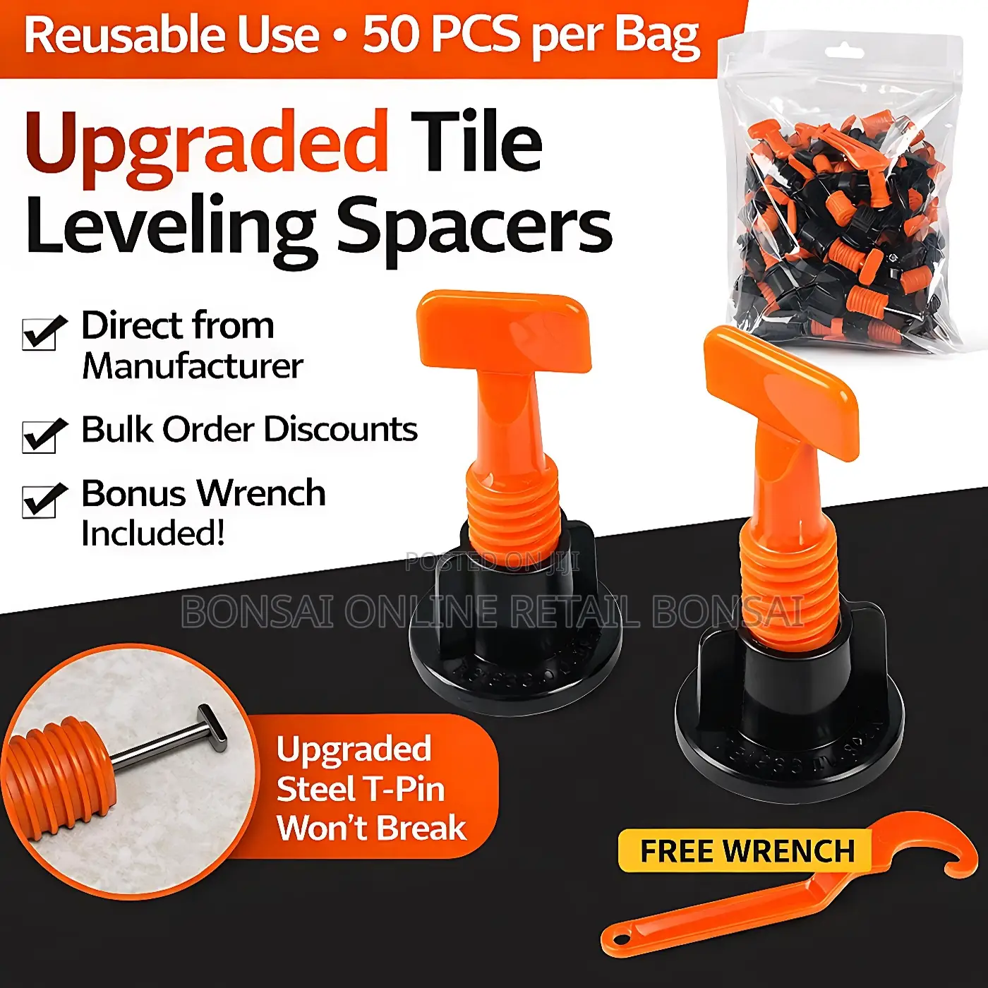 50 PCS Thickened Tile Leveler Tool for Wall and Floor Tile