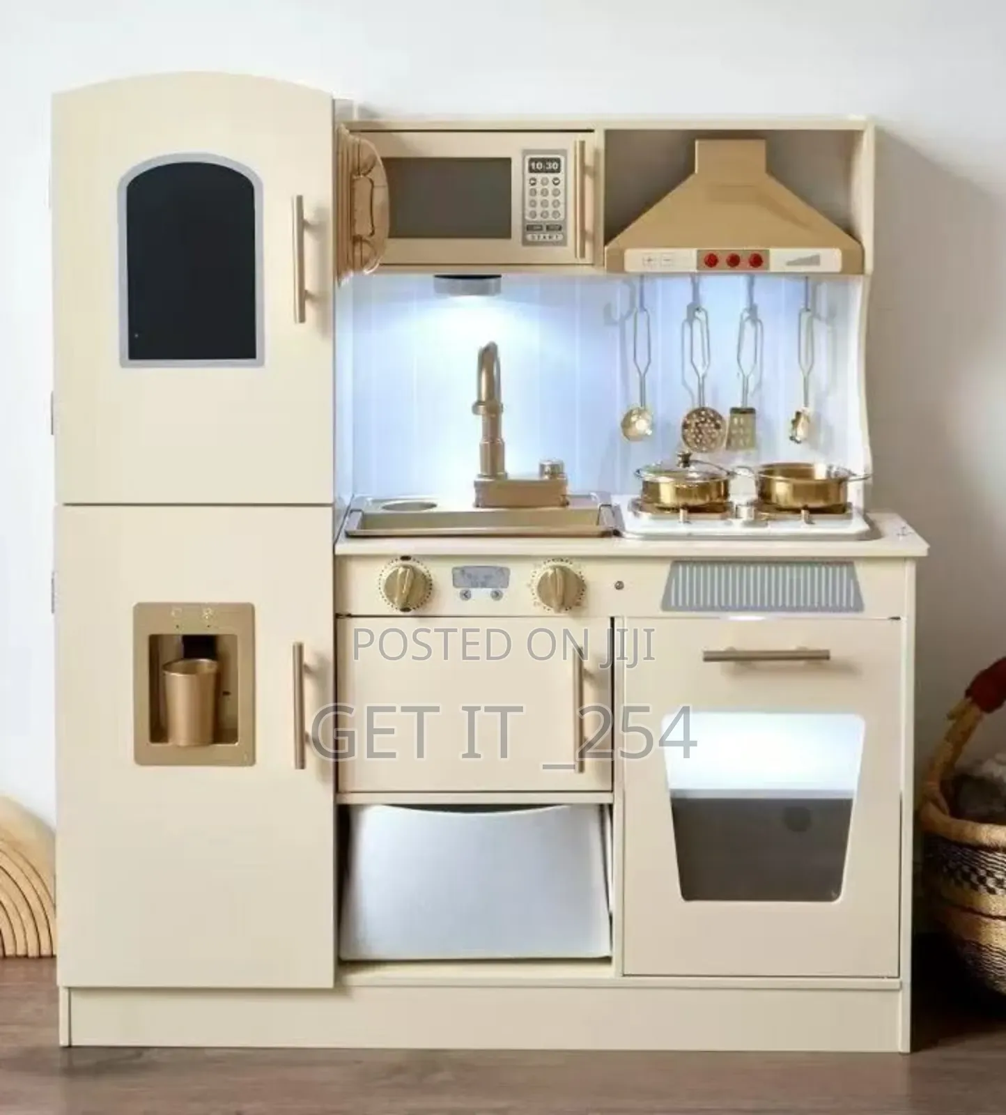Kitchen Wooden Toy For Kids With Microwave Play Sink Ice Maker Oven