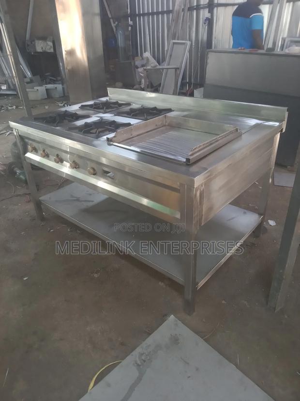 Combined Cooking Unit Stainless 4-Burner+Grindle