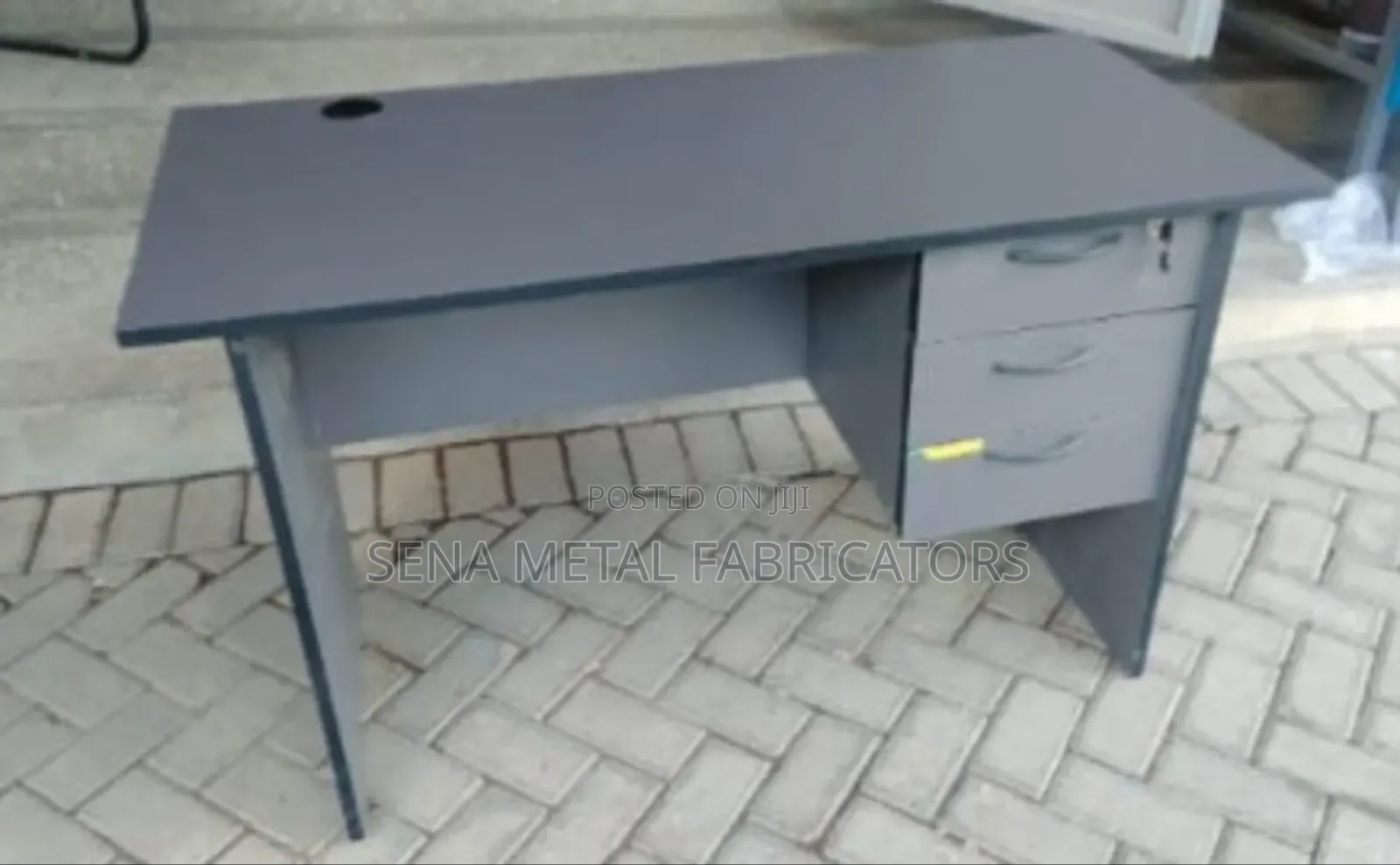 Gray Home Office Desk With Drawers