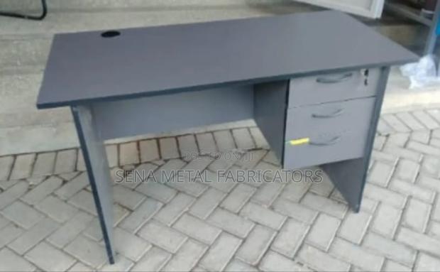 Gray Home Office Desk With Drawers
