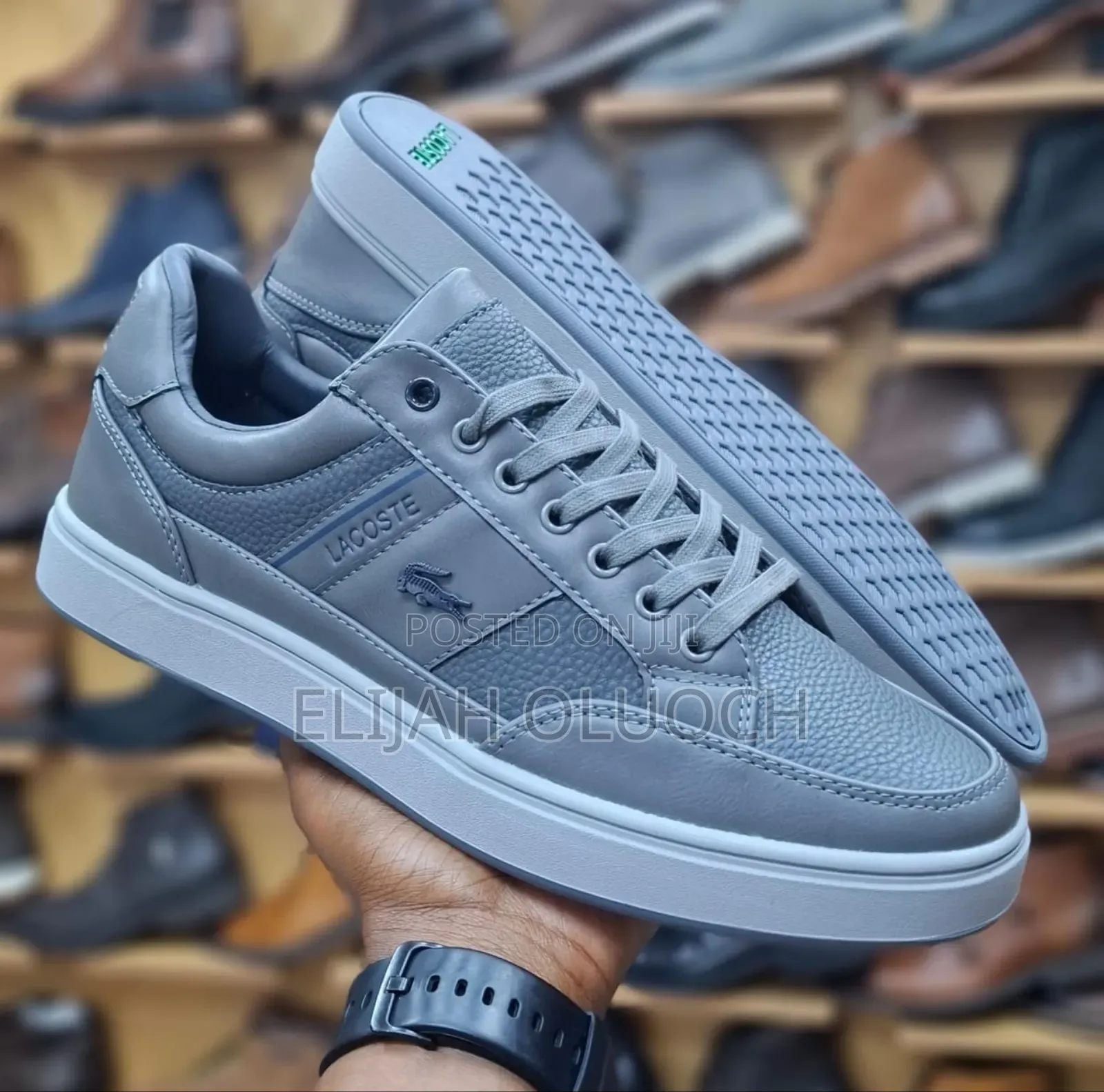 Lacoste T Clip Casual Leather Shoes Light Grey