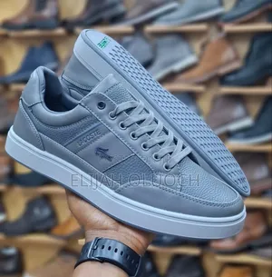 Lacoste T Clip Casual Leather Shoes Light Grey