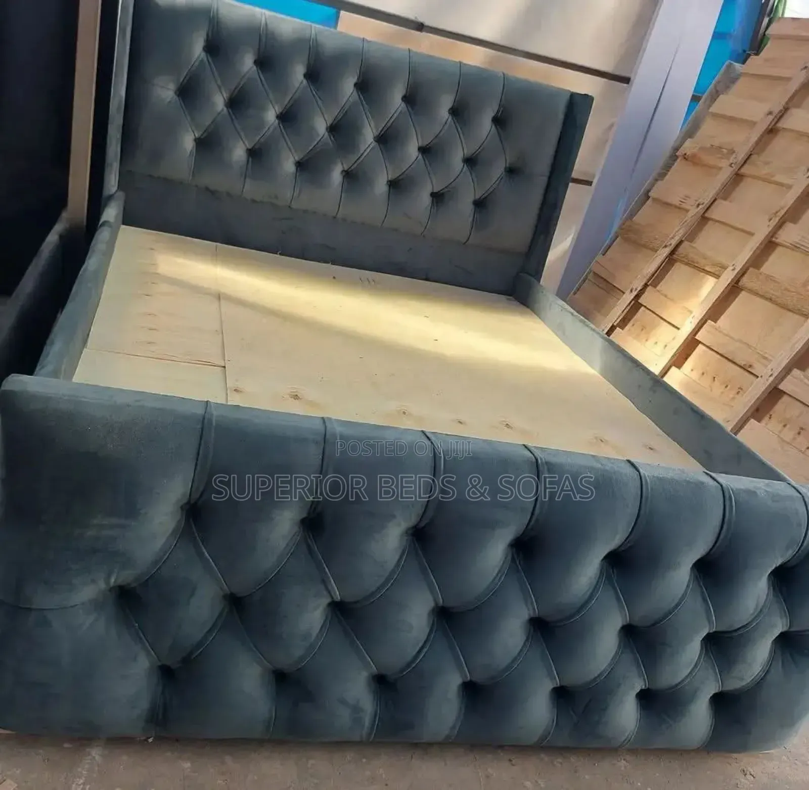 Tufted Velvet Upholstered Bed Frame 5 by 6