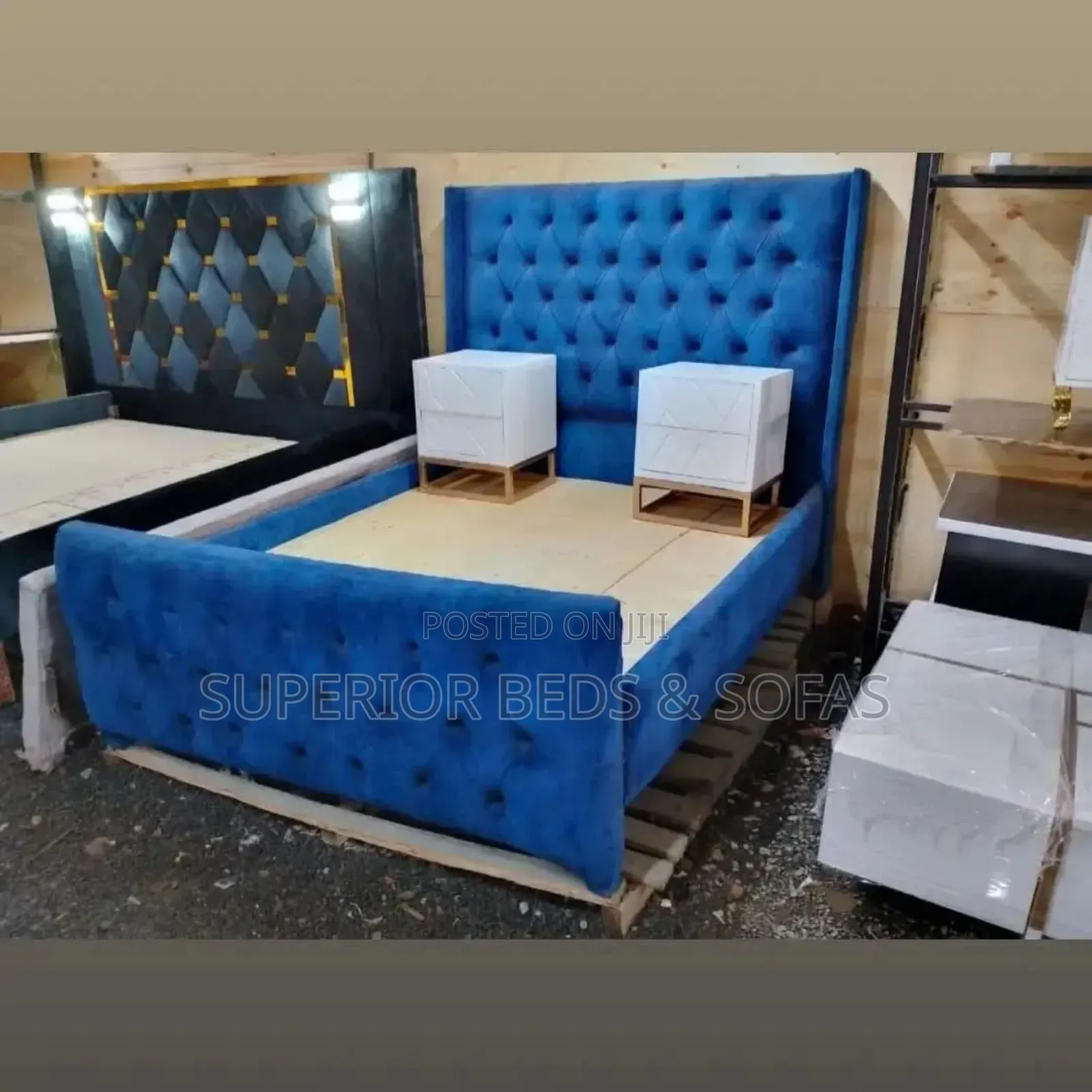 Luxury Tufted Velvet Bed Frame Set 5 by 6.