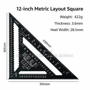 12-Inch Metric Layout Speed Square Carpenter Measuring Tool Aluminum