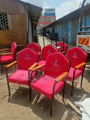 Hot Red Church Chairs Branded With Wooden Armrest
