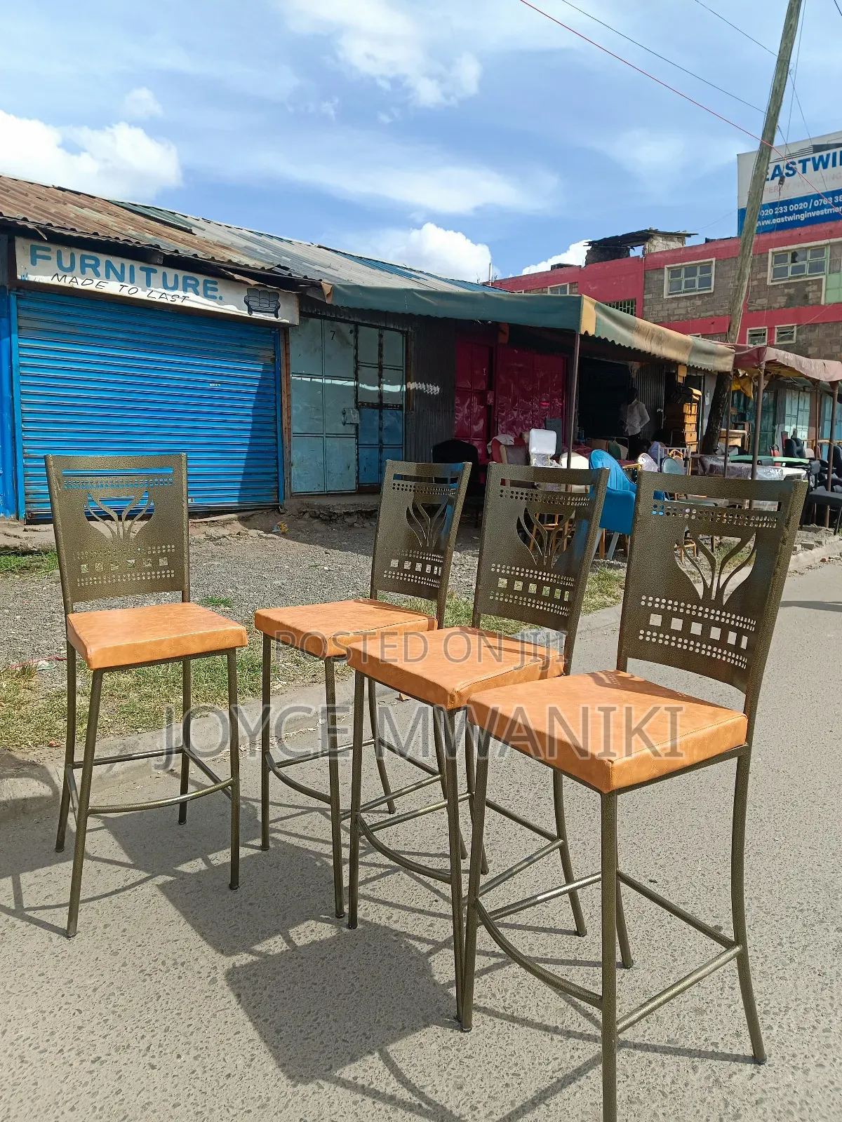 High Bar Coated Chairs, Gold