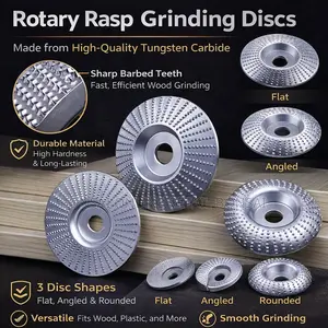 3pcs Rotary Rasp Grinding Discs for Angle Grinder Wood Curving Discs