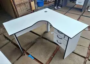 L-Shape Desk With Drawers Cable Management