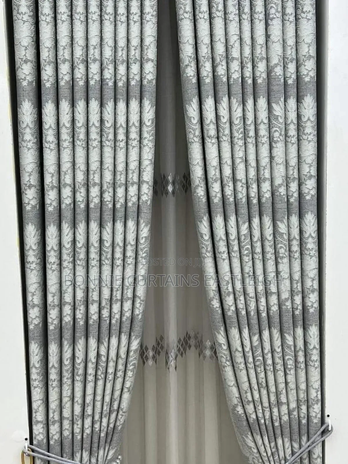 Green Dark Curtains With White Sheers