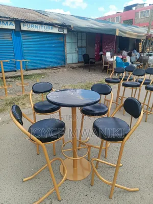Bar Set, 4 Chairs and Table, With Gold Coated Frame 