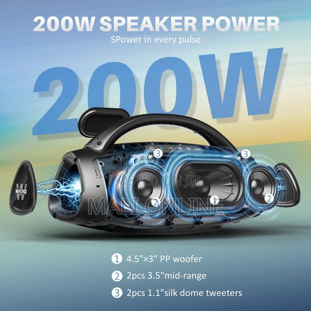 200w Bluetooth Speaker Portable Waterproof With Dual Wireless Mics - thumbnail 2