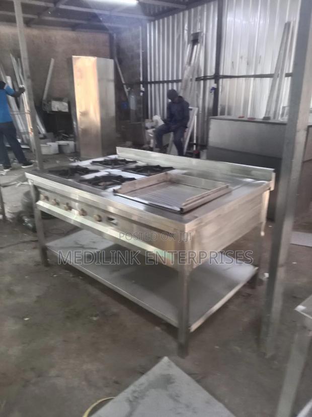 Stainless Steel Mimi Combined (4-Burner Cooker+Grindles)