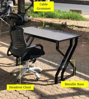Study Desk and Headrest Office Chair