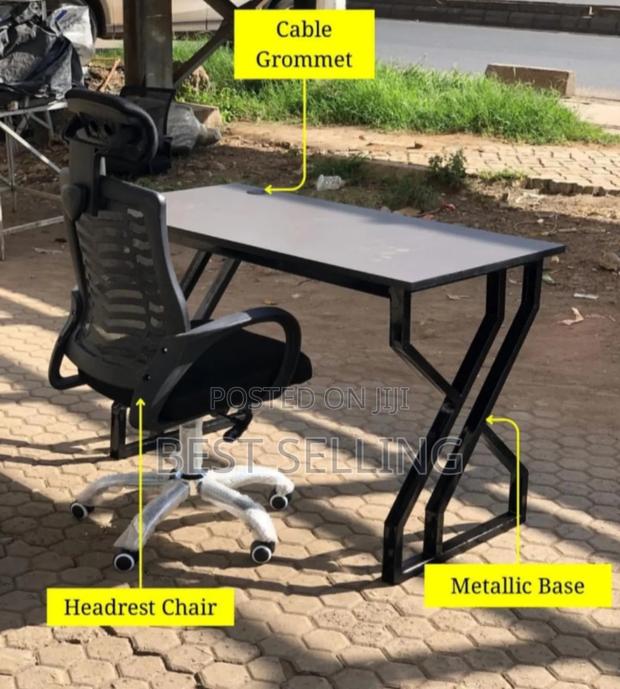 Study Desk and Headrest Office Chair