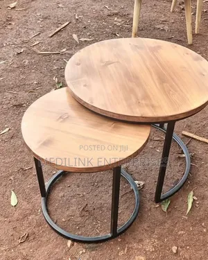Wooden Metallic Coffee Table Stools