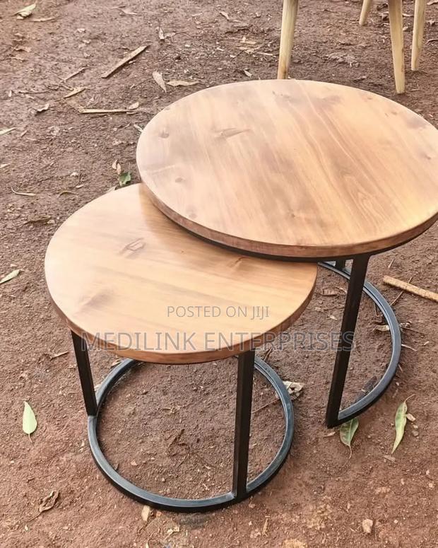 Wooden Metallic Coffee Table Stools