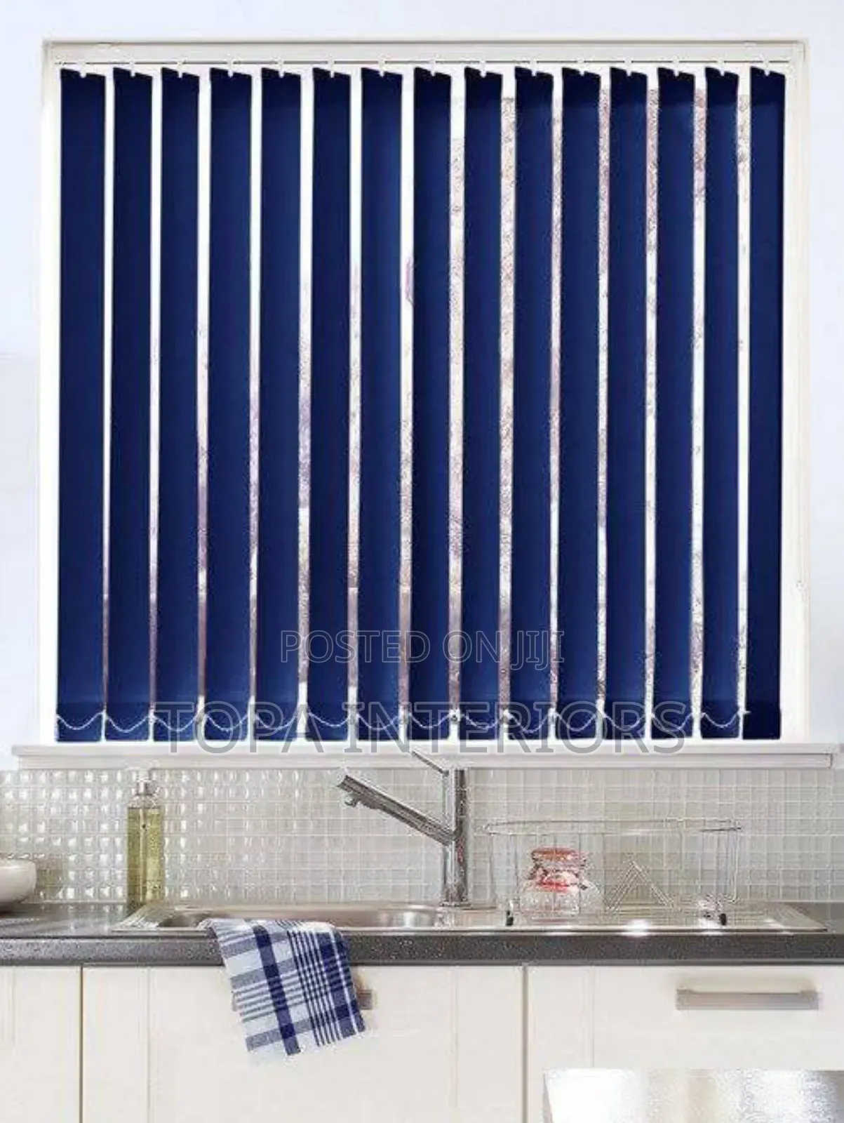 Navy Blue Vertical Office Window Blinds for Kitchen Windows