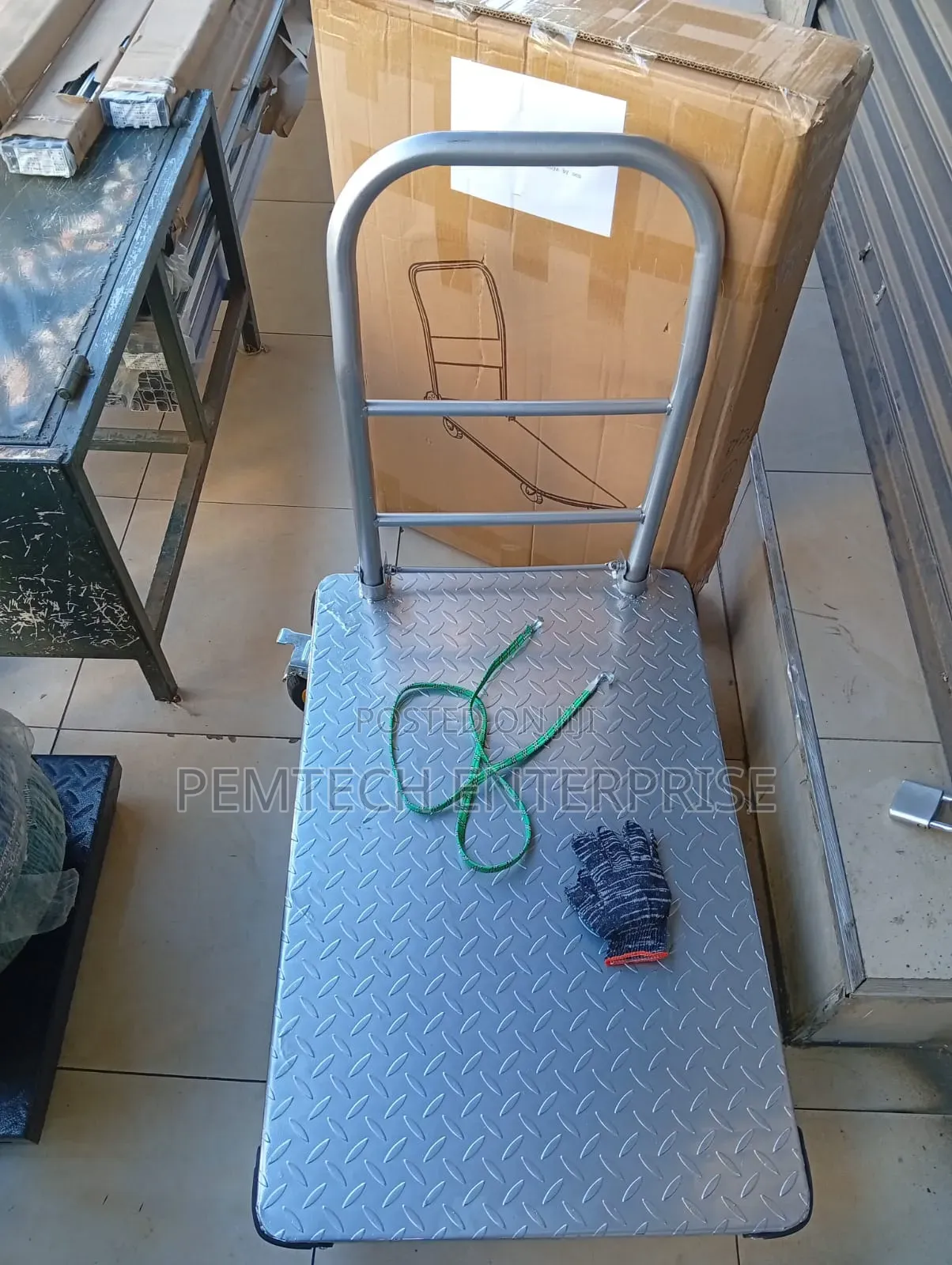 Heavy-Duty, Foldable Stainless Steel or Metal Platform Trolley.