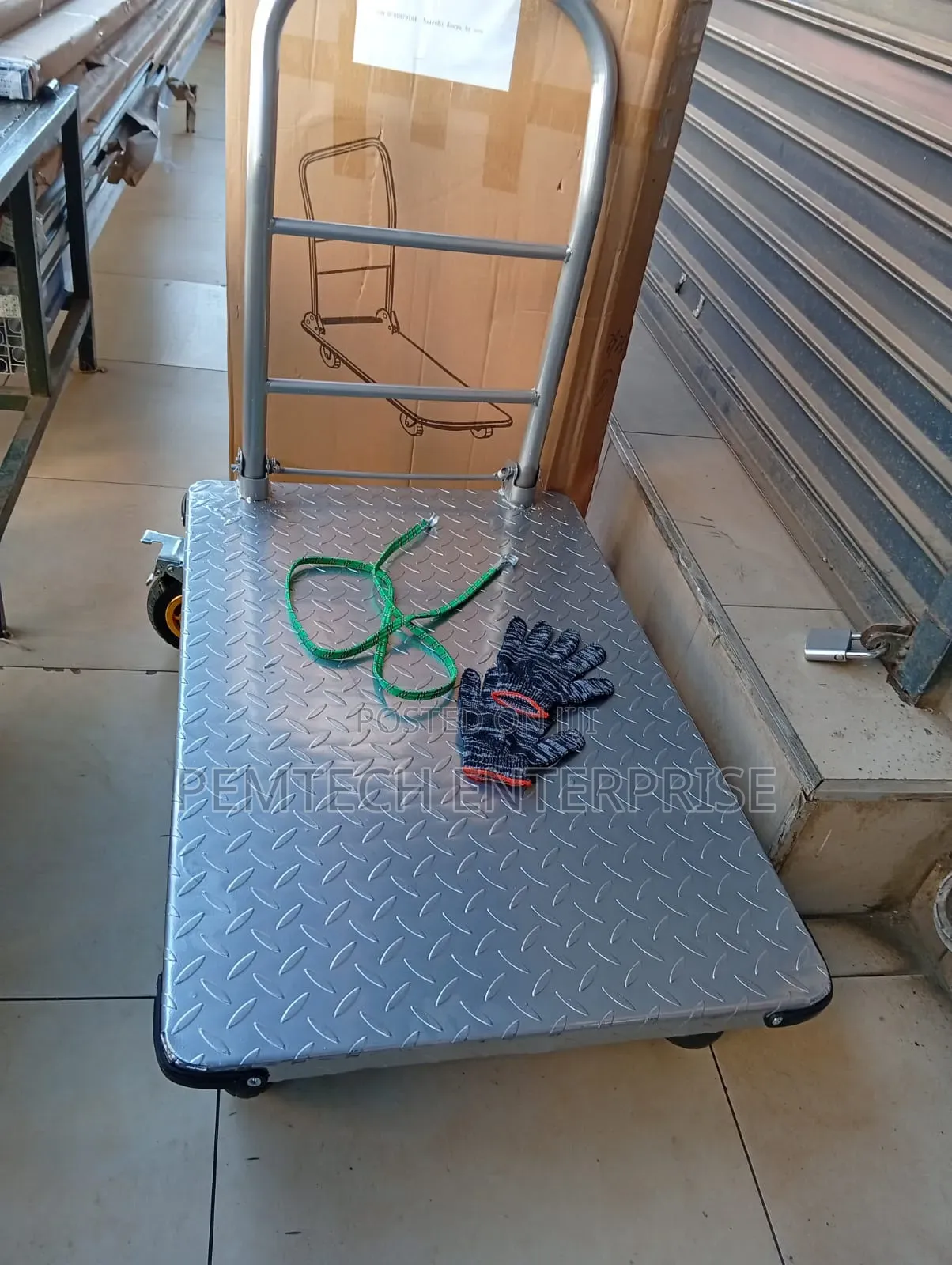 Heavy-Duty, Foldable Stainless Steel or Metal Platform Trolley.