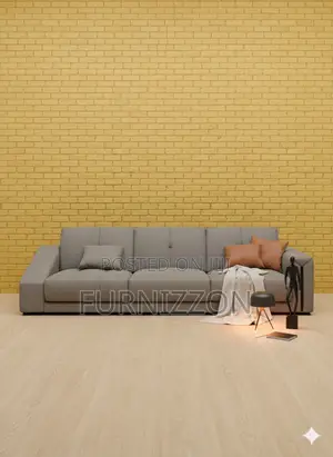 Original Grey Leather 4-Seater Sofa for Home Office