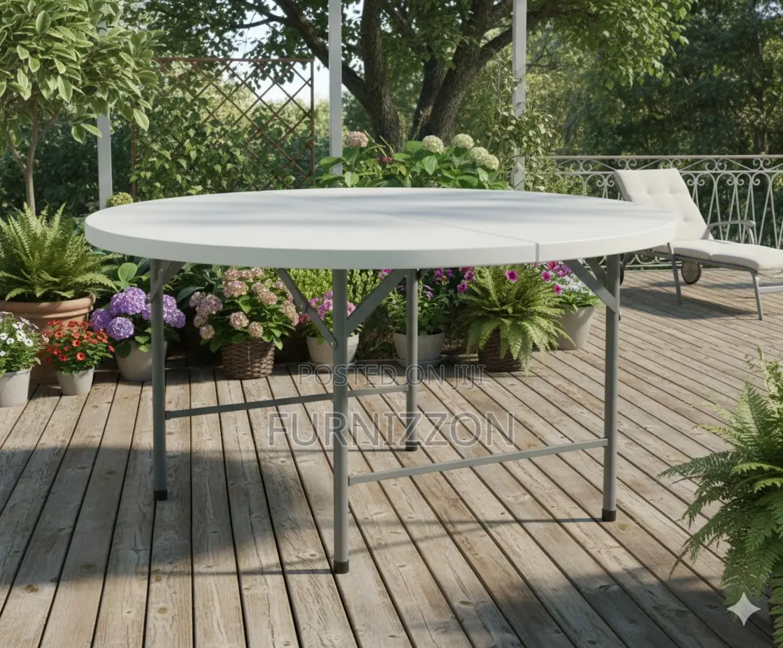 1.5m Diameter Wooden Foldable Round Table With Steel Stand