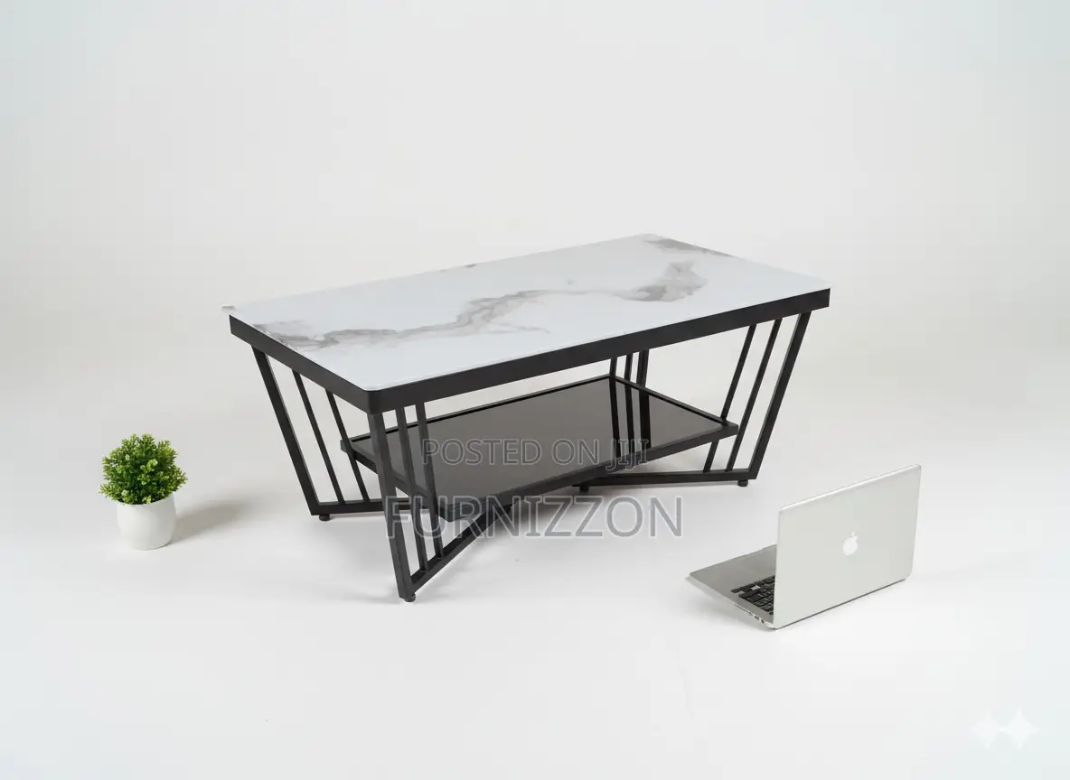 Marble Top Coffee Table With Metallic Stand