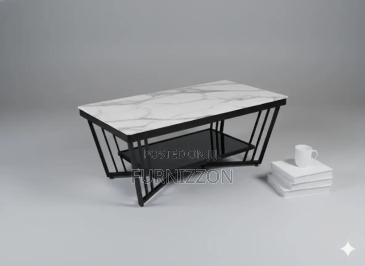Modern Marble Top Coffee Table With Metallic Base