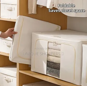 Foldable Clothes Closet Organiser. Colours Beige and Chocolate,