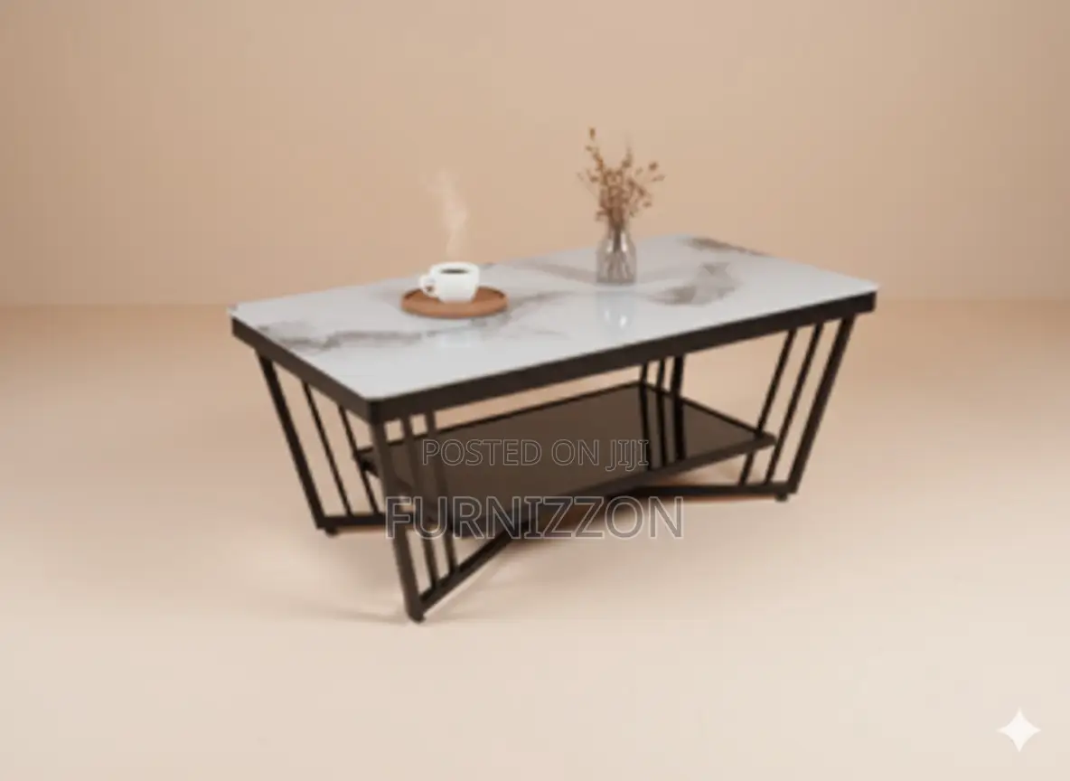 Luxury Marble Top Coffee Table With Metallic Stand