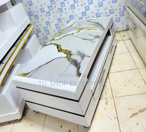 Executive White Coffee Table With Marble Top – Luxury Modern Design