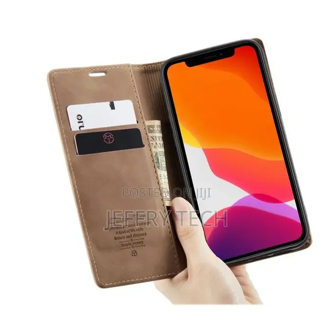 Masera Caseme Brown Leather Wallet Flip Cover Case for iPhone 12 Pro