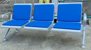 3-Seater Padded Waiting Chair With Armrests – Blue