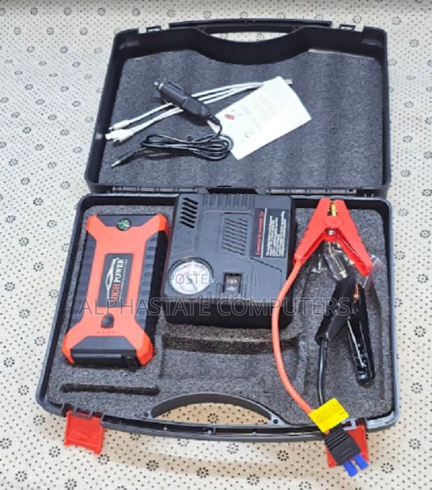 12v Car Jump Starter Power Bank With Builtin Air Compressor and Safety