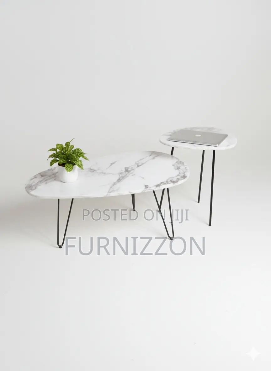 Marble Top Italian Tea Table With Metallic Stand