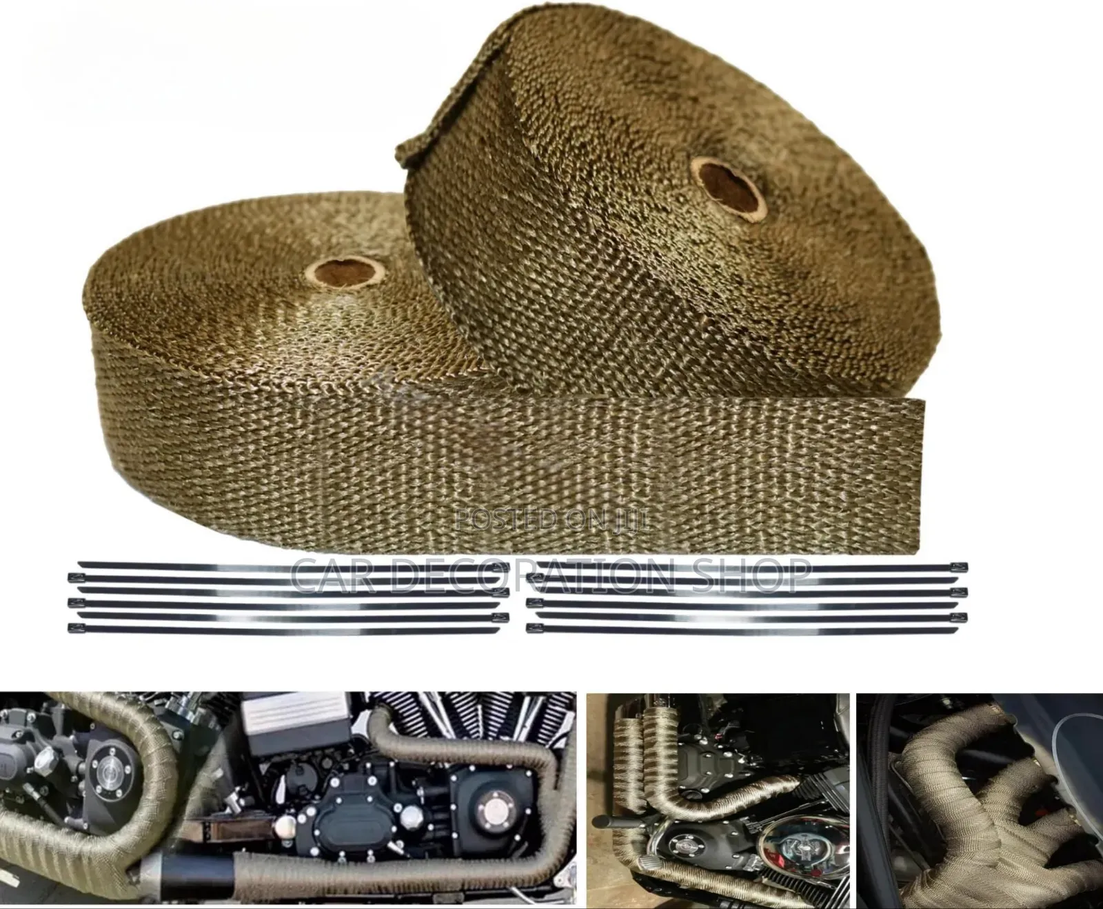 Exhaust Heat Wrap Titanium Glass Fiber 15mtrs