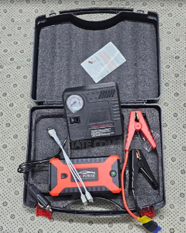 12v Portable Car Jump Starter With Tyre Inflator and Heavy Duty Clamps