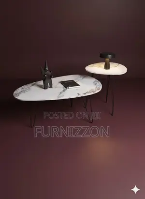 Italian Marble Tea Table With Metallic Stand for Living Rooms