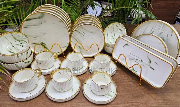 32 Pc Dinner Set Marble Green