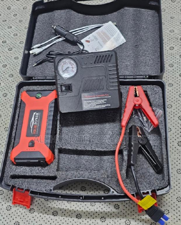 Vehicle Jump Starter Power Pack With Air Compressor and Booster Cables