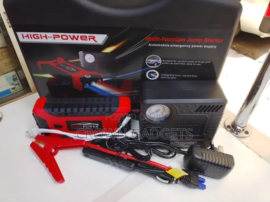 Portable Car Jump Starter With Air Compressor Led Light