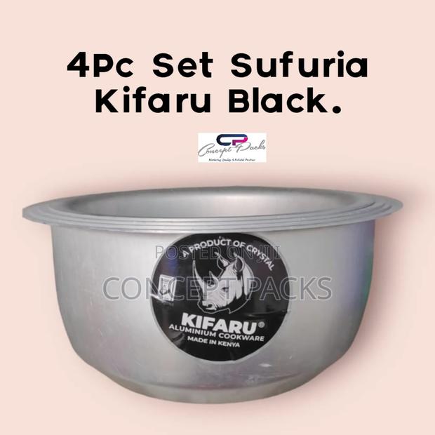 4pc Set Kifaru Black Aluminium Sufuria