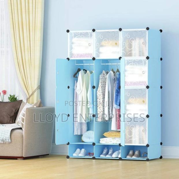 3 Column Blue Plastic Wardrobe - main view