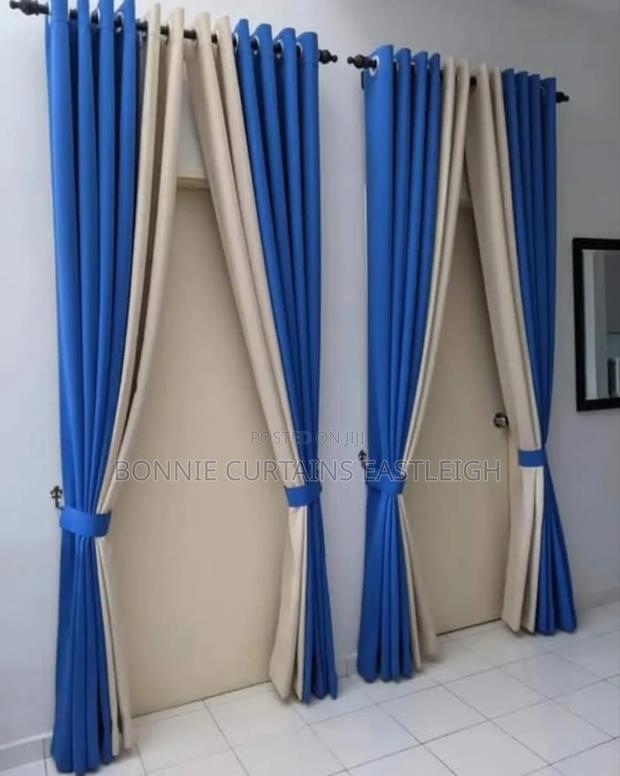 Blue Mixed With White Windows Curtains